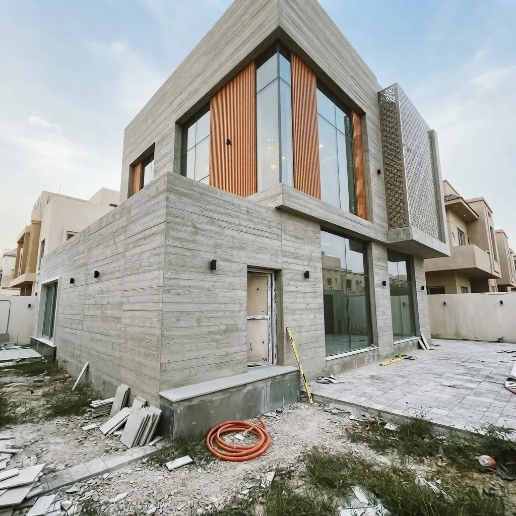 ترميم وتشطيب فلل مودرن بكلادينج خشبي بالرياض من مقاول ترميم وتشطيب فلل